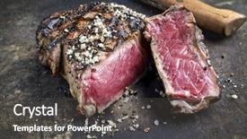  Presentation with barbecue - Slide set consisting of new age - barbecue prime rib steak background and a dark gray colored foreground