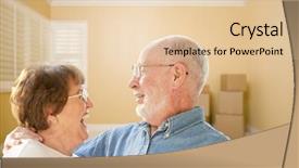  Presentation with senior couple - Slide set consisting of new age - happy senior couple in room background and a lemonade colored foreground