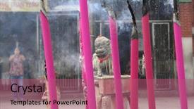  Presentation with chinese temple - Slide set featuring new age religion - chinese temple panang malaysia background and a coral colored foreground