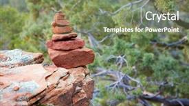  Presentation with stone afe - Audience pleasing PPT theme consisting of new age religion - stone pyramid backdrop and a  colored foreground