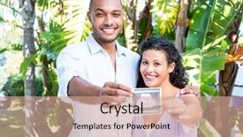  Presentation with sonogram - Slides having new anatomy - portrait of happy man background and a coral colored foreground