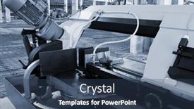  Presentation with powerful - Slide set featuring new-and-powerful-metalworking-machine background and a ocean colored foreground