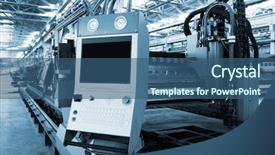 Presentation with machine shop - Theme consisting of new and powerful metalworking machine background and a ocean colored foreground