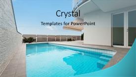 Presentation with new joining - Presentation theme featuring new apartment building outdoor pool background and a  colored foreground
