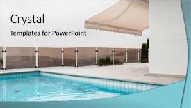  Presentation with apartment - Cool new PPT theme with raspberry jam into a bowl on a ceramic base on a wooden background backdrop and a coral colored foreground