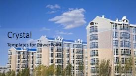  Presentation with apartment buildings - Slide deck featuring new apartment buildings under clear background and a light blue colored foreground