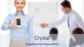  Presentation with education technology - Cool new presentation theme with new app - business technology internet and education backdrop and a sky blue colored foreground