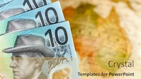  Presentation with australian - Colorful presentation theme enhanced with new-australian-money-over-blurred backdrop and a yellow colored foreground