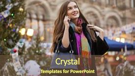  Presentation with phone - Colorful PPT theme enhanced with new bag - happy beautiful woman calling backdrop and a  colored foreground