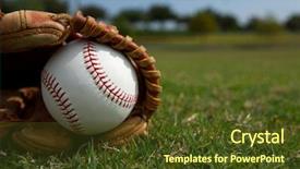  Presentation with baseball - Beautiful presentation design featuring new baseball in a glove backdrop and a tawny brown colored foreground