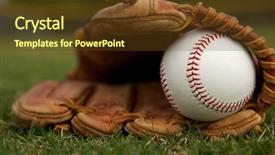 Presentation with mlb baseball - Colorful theme enhanced with new baseball in a glove backdrop and a tawny brown colored foreground