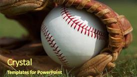  Presentation with baseball - Colorful presentation design enhanced with new baseball in a glove backdrop and a tawny brown colored foreground