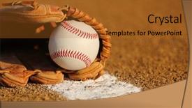  Presentation with mlb baseball - PPT theme consisting of new baseball in a glove background and a red colored foreground