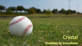  Presentation with mlb baseball - Beautiful presentation theme featuring new baseball in the outfield backdrop and a tawny brown colored foreground