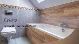  Presentation with bathroom - Beautiful presentation theme featuring new-bathroom-interior backdrop and a light gray colored foreground