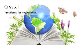  Presentation with nasa - Slide set featuring new beginning butterfly - book and earth isolated background and a white colored foreground