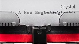  Presentation with job opportunity - Colorful PPT theme enhanced with new-beginning-on-typewriter-concept backdrop and a light gray colored foreground