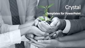  Presentation with new beginnings - Beautiful theme featuring new beginnings - business team holding together fresh backdrop and a gray colored foreground