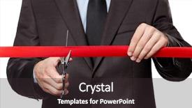  Presentation with new beginnings - PPT theme enhanced with new beginnings - man cutting a scarlet satin background and a dark gray colored foreground