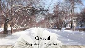  Presentation with new beginnings - Cool new slide deck with new beginnings education - book of nature on winter backdrop and a lemonade colored foreground