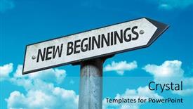  Presentation with new beginnings - Slide deck consisting of new beginnings sign with sky background and a light blue colored foreground