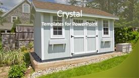  Presentation with garden - Presentation featuring new blue garden shed background and a gray colored foreground