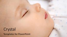  Presentation with new born - Beautiful theme featuring new born - beautiful sleeping baby in bed backdrop and a coral colored foreground