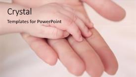  Presentation with new born - Presentation having new born - child hand holding parent hand background and a lemonade colored foreground