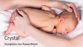  Presentation with new born - Slides enhanced with new born - hands of two parents protecting background and a lemonade colored foreground