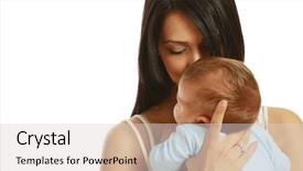  Presentation with new born - Slides enhanced with new born - loving mother with her infant background and a light gray colored foreground