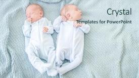  Presentation with newborn babies - Cool new slide deck with new born - newborn twin babies portrait backdrop and a sky blue colored foreground
