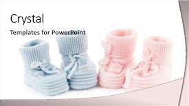  Presentation with baby shoes - Theme enhanced with low angle view of young male architect having discussion on stairway against clear sky background and a cream colored foreground