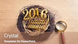  Presentation with new born - PPT theme with new born 2016 on nest background and a coral colored foreground