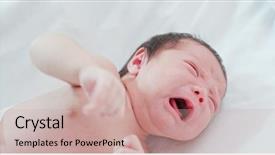  Presentation with new born - Slides consisting of new born baby crying background and a coral colored foreground