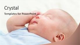  Presentation with new baby - Presentation theme enhanced with new born baby hand touch face background and a cream colored foreground