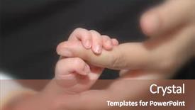  Presentation with new born - Presentation theme having new born child - baby and mother hand background and a tawny brown colored foreground