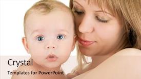  Presentation with happy baby - Presentation theme having new born child - happy maternity mother with her background and a  colored foreground