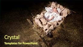  Presentation with new born - Slide set featuring new born jesus laying background and a tawny brown colored foreground
