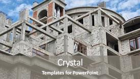  Presentation with under construction - Audience pleasing slide deck consisting of new building under construction scaffolding backdrop and a gray colored foreground