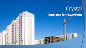  Presentation with sky blue - Cool new slide deck with new-buildings-on-blue-sky backdrop and a teal colored foreground