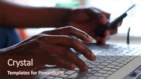  Presentation with young business man - Cool new PPT theme with new business black persons - busy young man backdrop and a wine colored foreground