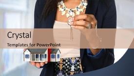  Presentation with real estate tax - Audience pleasing PPT theme consisting of new business black persons - female real estate agent holding backdrop and a coral colored foreground