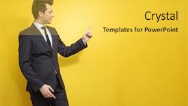  Presentation with successful plans - Colorful presentation theme enhanced with new business black persons - portrait of successful businessman backdrop and a yellow colored foreground