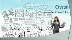  Presentation with sketching - PPT layouts consisting of new business development - businesswoman sketching her ideas background and a  colored foreground