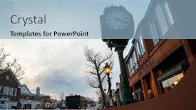  Presentation with street lights - Presentation theme with new-canaan-ct-usa-december background and a light blue colored foreground