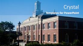  Presentation with town hall - Colorful presentation theme enhanced with new-canaan-ct-usa-june backdrop and a teal colored foreground