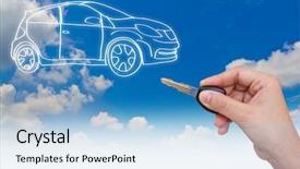  Presentation with car - PPT theme consisting of new car concept background and a light blue colored foreground