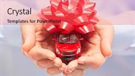  Presentation with auto dealership - Slide set featuring new car gift auto dealership background and a coral colored foreground