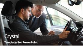  Presentation with car - Colorful slide deck enhanced with new car in a showroom backdrop and a dark gray colored foreground