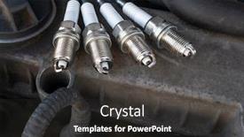  Presentation with spark plugs - PPT theme having new-car-spark-plugs background and a dark gray colored foreground